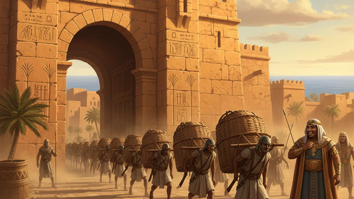 Illustration for The Taking of Joppa - a pharaoh legends Egyptian Mythology story with moral lessons