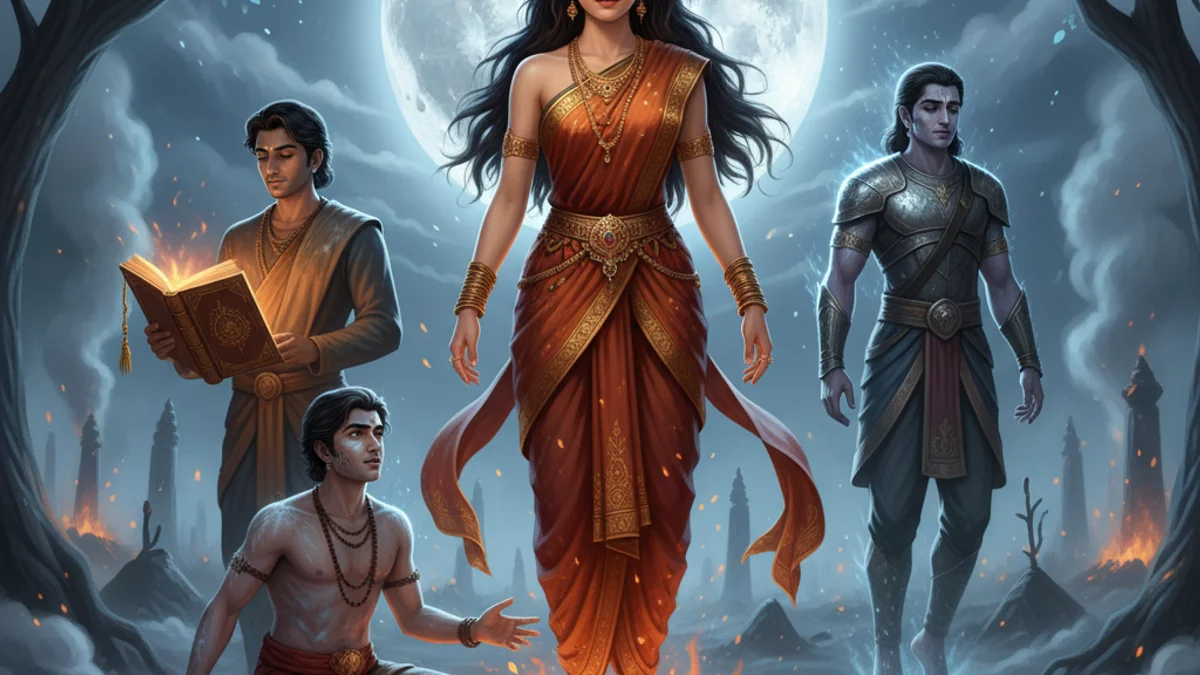 Illustration for The Three Suitors - a vikram and betaal Indian Story Collections story with moral lessons