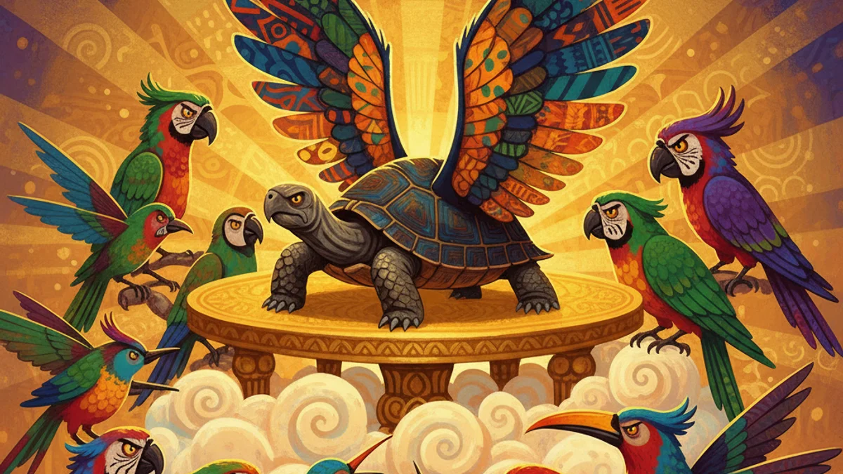 The Tortoise and the Birds - Yoruba Tales story illustration from West African Folklore