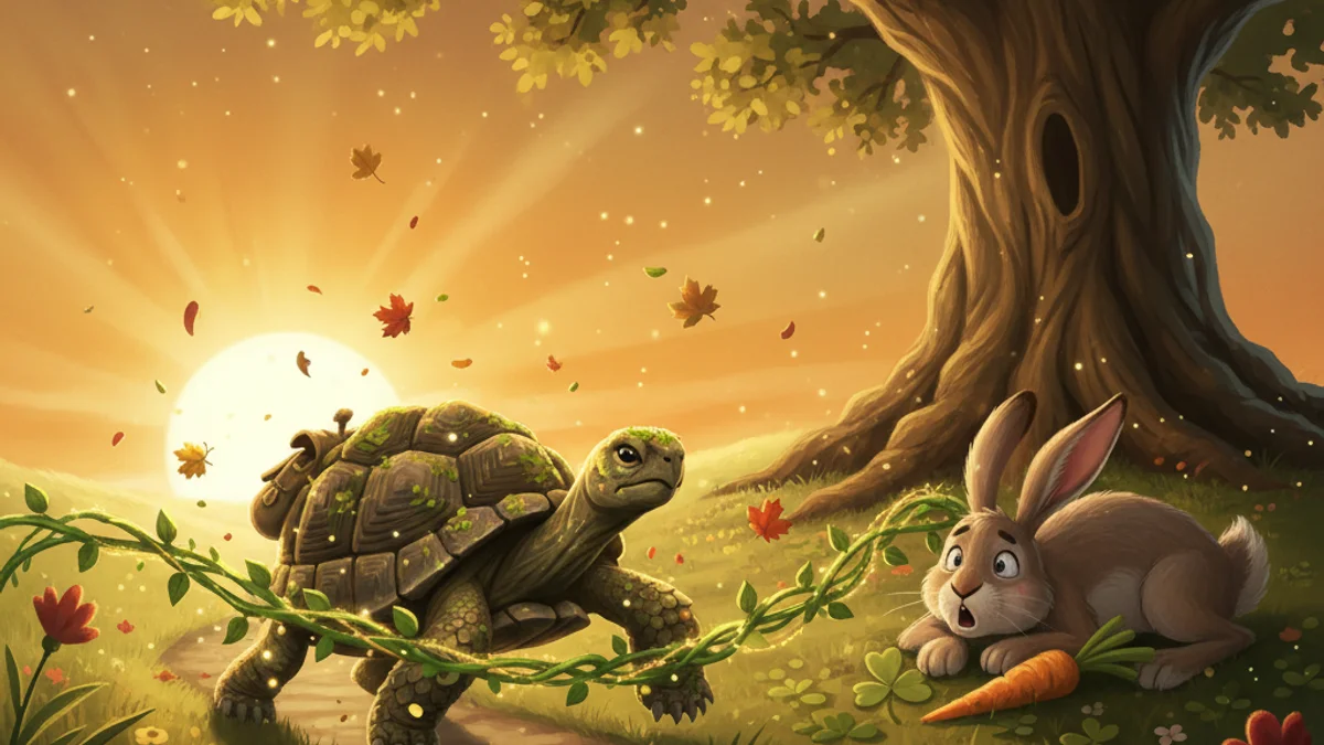 The Tortoise and the Hare - Aesop's Fables Extended story illustration from Moral Fables