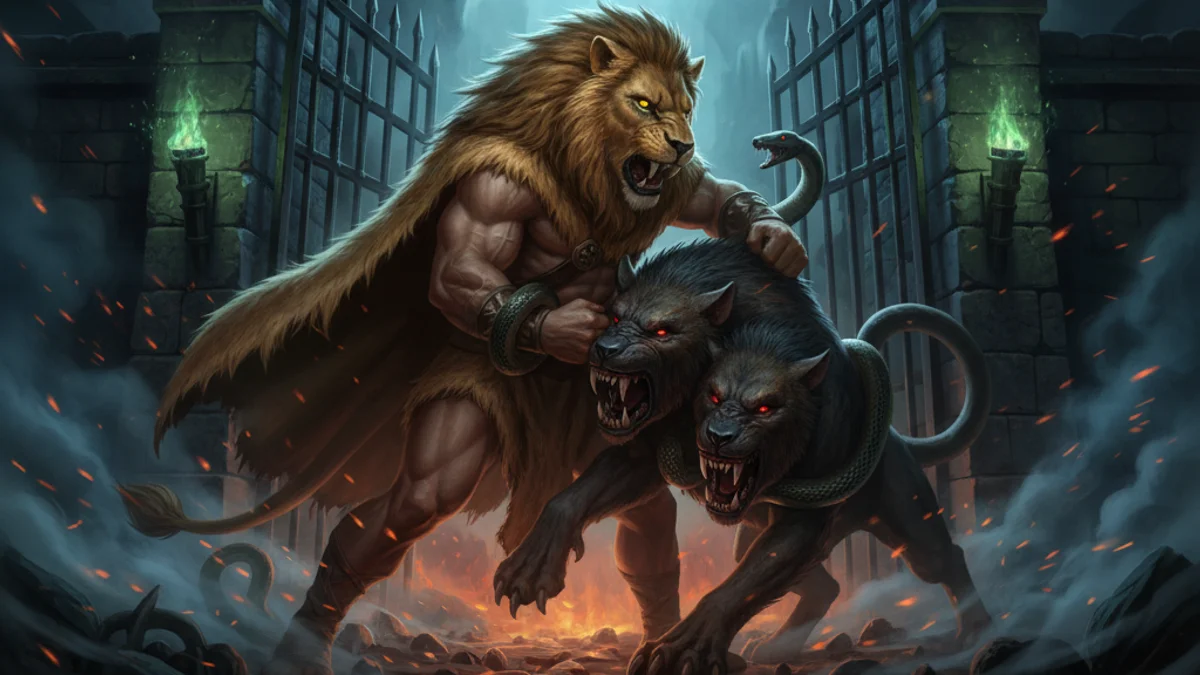 Illustration for The Twelve Labors of Hercules - a heroes Greek Myths story with moral lessons