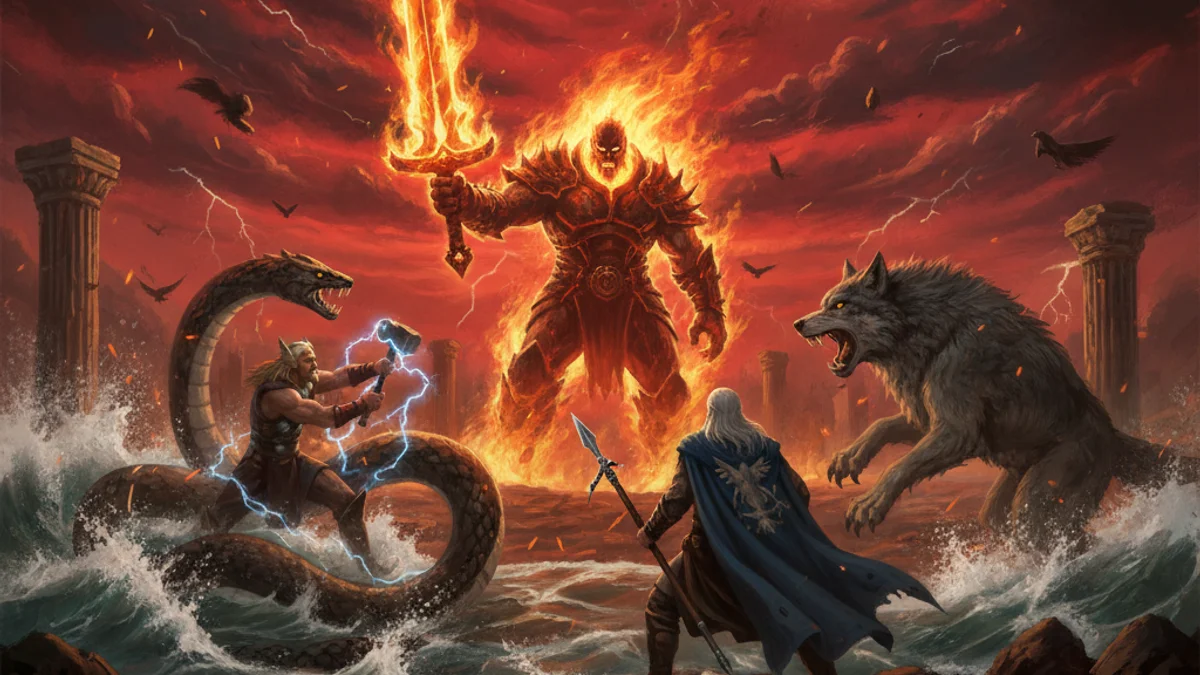 Illustration for The Twilight of the Gods - a ragnarok stories Norse Myths story with moral lessons