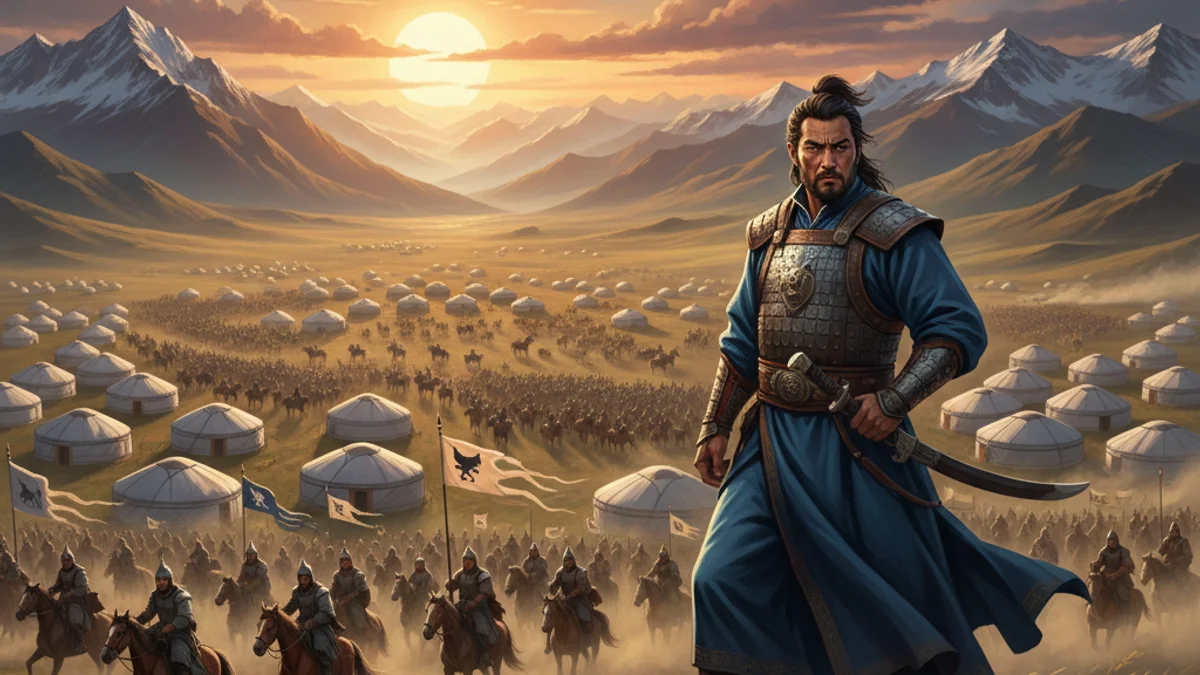 Illustration for The Unification of the Mongol Tribes - a folklore of genghis khan Mongolian Epics story with moral lessons