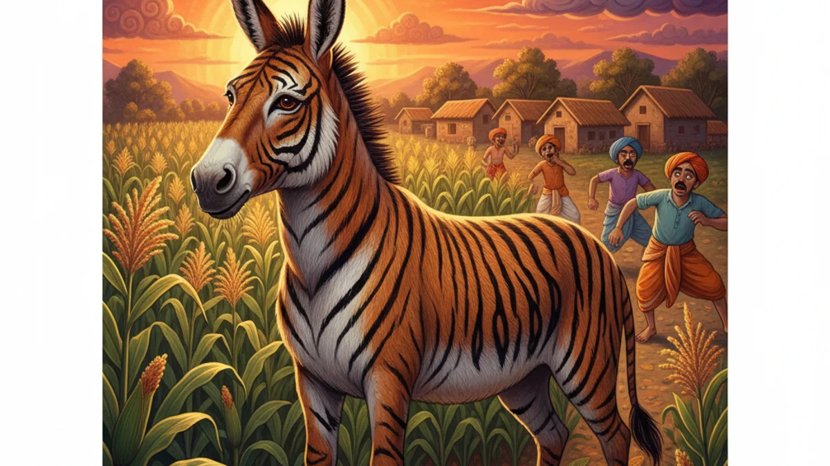 Illustration for The Washerman's Donkey - a animal stories with life lessons Panchatantra story with moral lessons