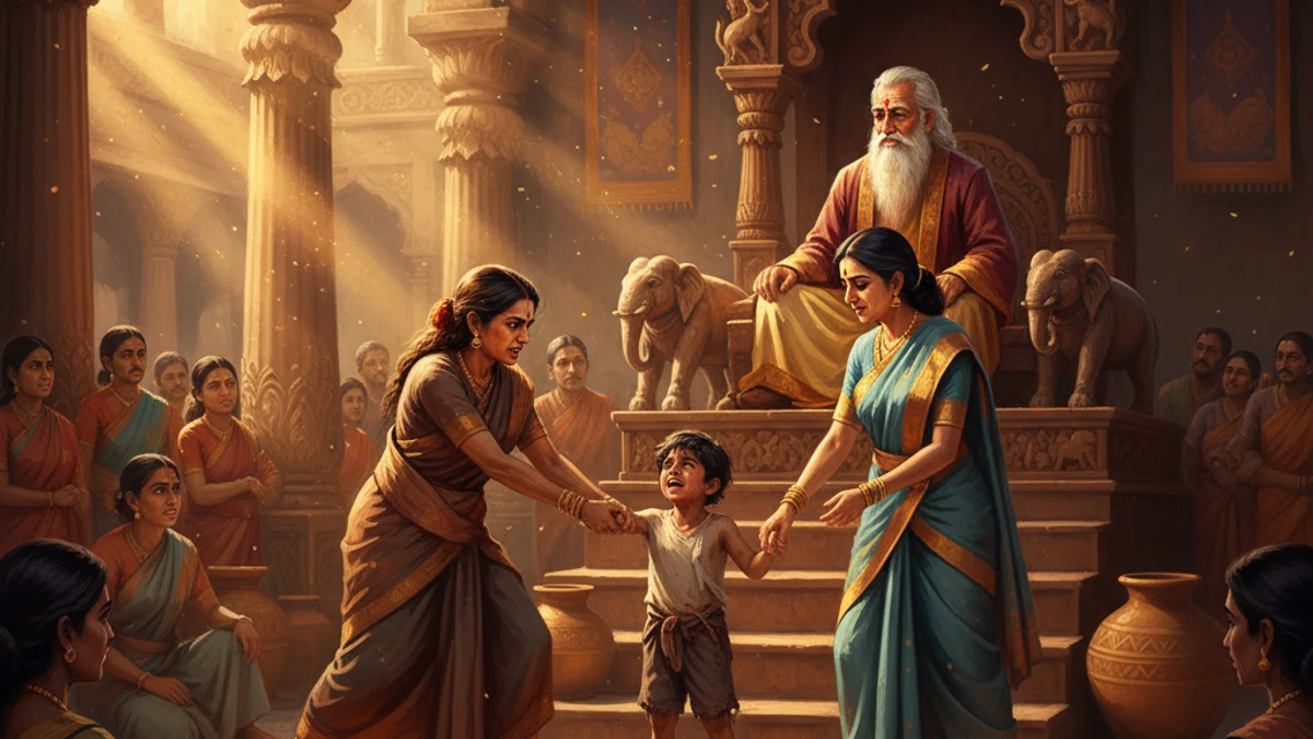 The Wise Judge - Tales of Compassion and Wisdom story illustration from Buddhist Jataka Tales