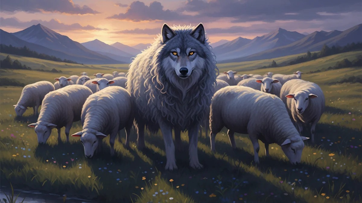 The Wolf in Sheep's Clothing - Aesop's Fables Extended story illustration from Moral Fables
