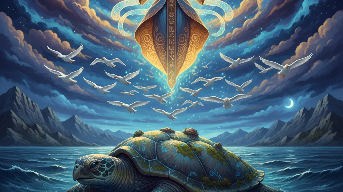 Illustration for The Woman Who Fell from the Sky - a additional tribes Native American Legends story with moral lessons