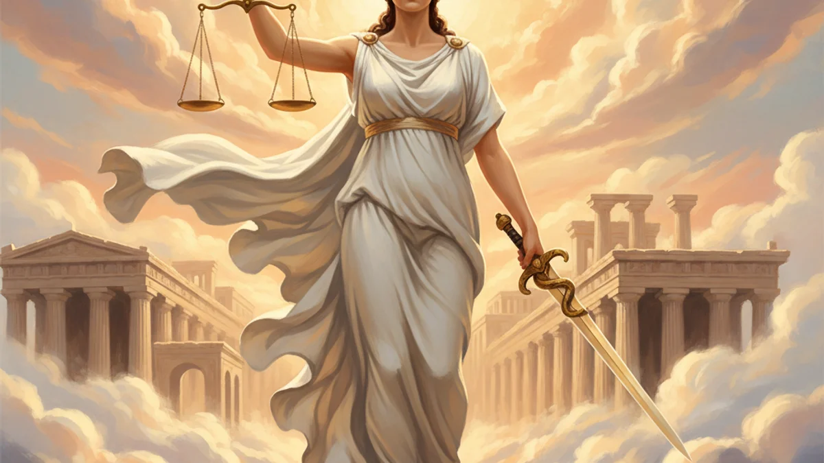 Illustration for Themis and Justice - a titans Greek Myths story with moral lessons