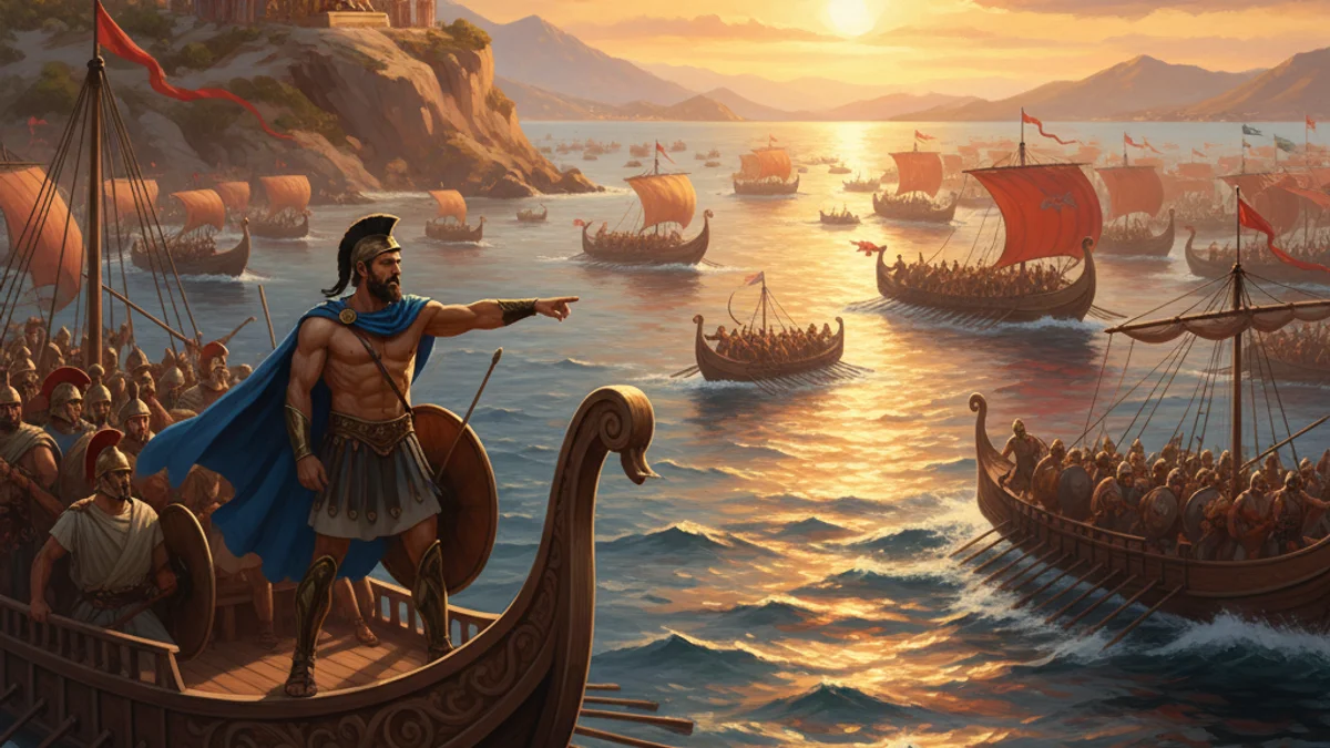 Illustration for Themistocles and the Persian Wars - a greek statesmen Ancient Legends story with moral lessons