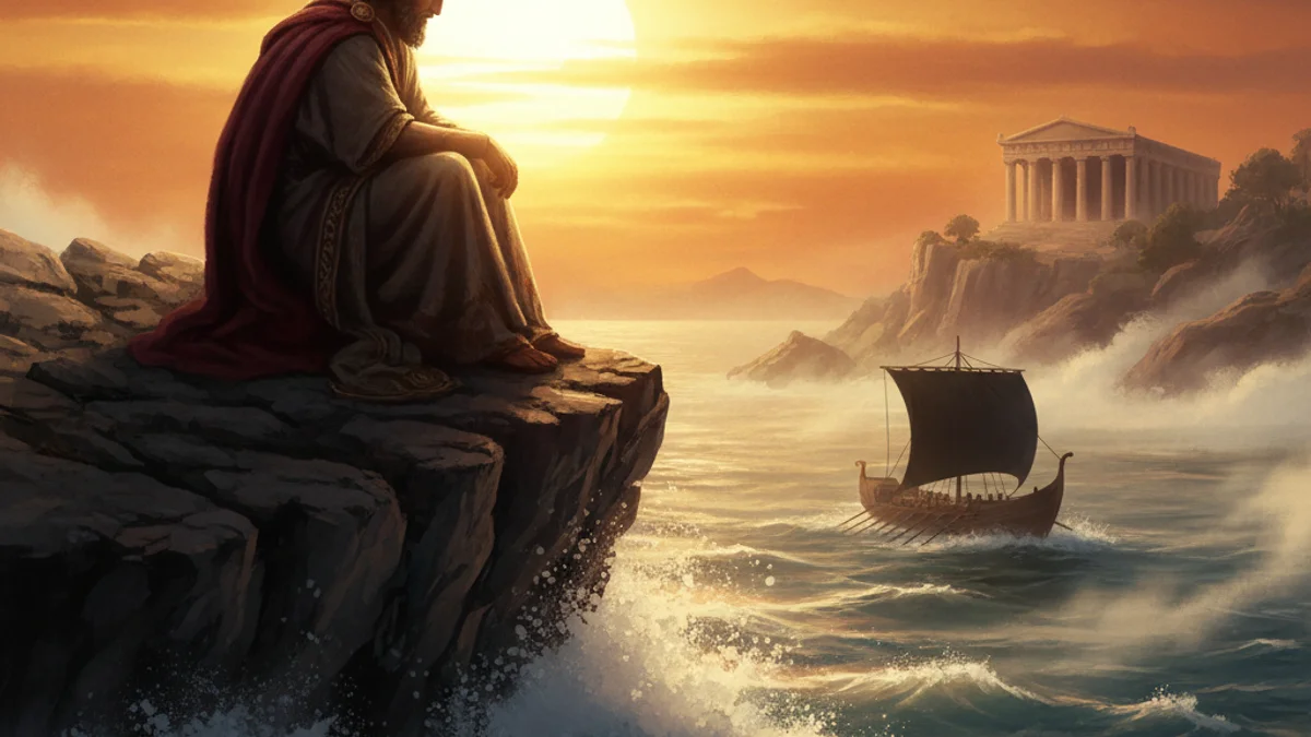 Illustration for Theseus and Aegeus - a heroes Greek Myths story with moral lessons