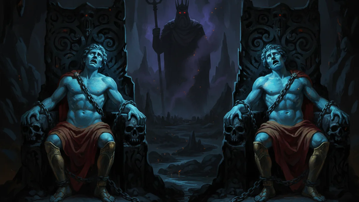 Illustration for Theseus and Pirithous - a heroes Greek Myths story with moral lessons