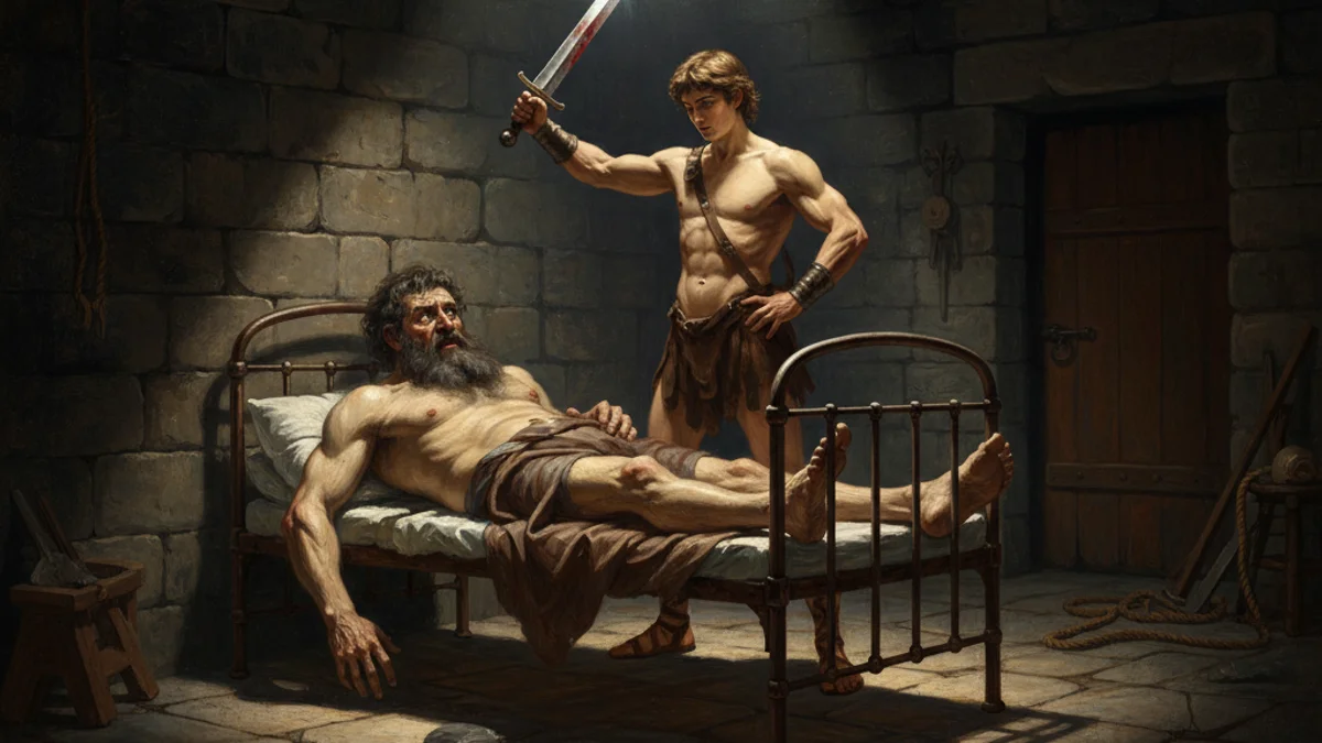 Illustration for Theseus and Procrustes - a heroes Greek Myths story with moral lessons
