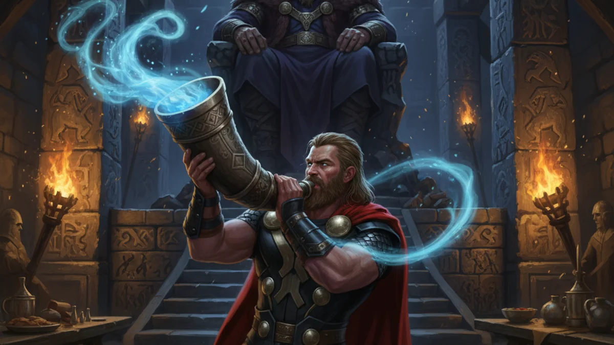 Illustration for Thor's Drinking Contest - a additional tales Norse Myths story with moral lessons