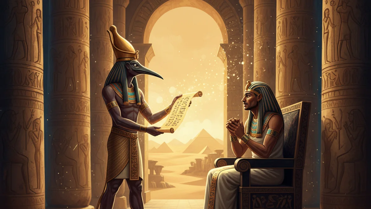 Thoth Invents Writing - Gods and Goddesses story illustration from Egyptian Mythology