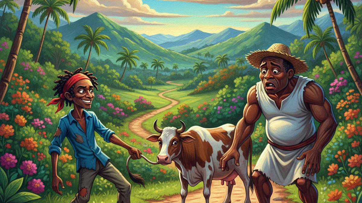 Ti Malice and Bouki - Haitian Folklore story illustration from African Diaspora