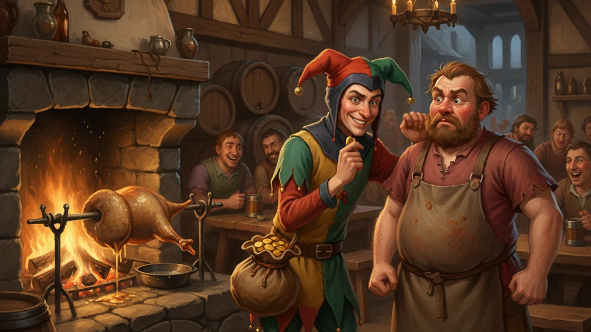 Till and the Innkeeper - Till Eulenspiegel story illustration from Trickster Tales