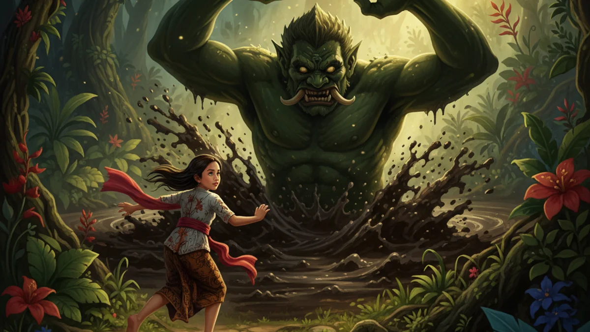 Illustration for Timun Mas and the Giant - a classic legends Indonesian Folklore story with moral lessons