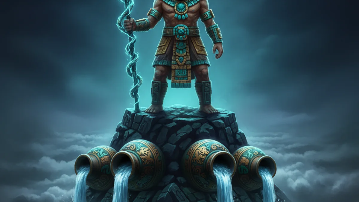 Illustration for Tlaloc the Rain God - a aztec gods Mayan and Aztec Mythology story with moral lessons