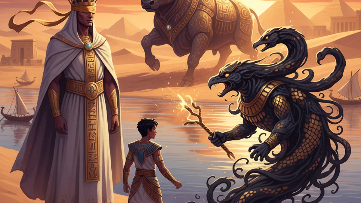 Illustration for Truth and Falsehood - a pharaoh legends Egyptian Mythology story with moral lessons