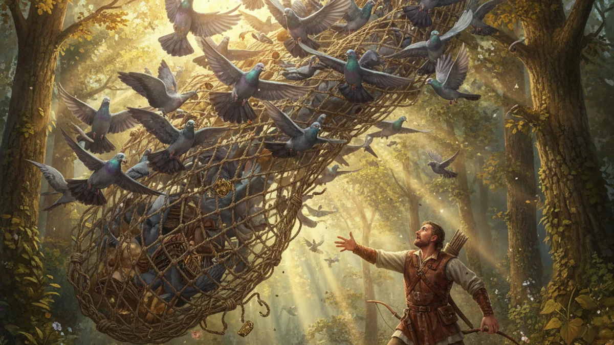 United We Stand - Tales of Wisdom and Strategy story illustration from Panchatantra