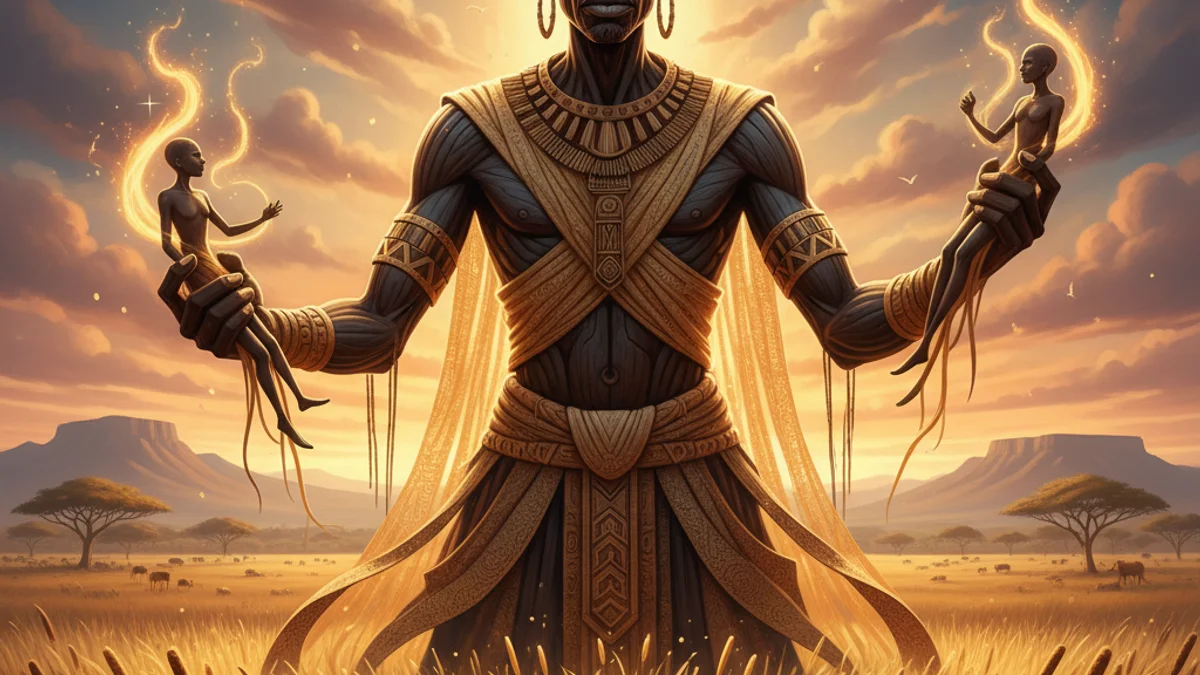 Illustration for Unkulunkulu Creates Humans - a zulu tales Southern African Folklore story with moral lessons