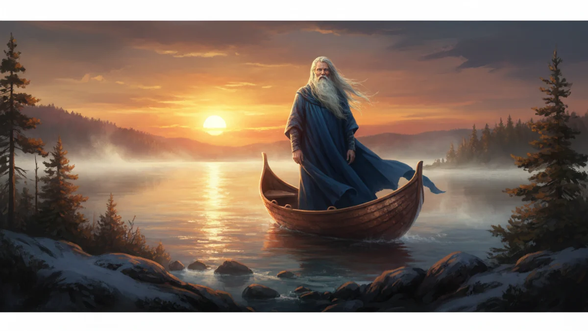 Vainamoinen's Departure - Kalevala story illustration from Finnish Mythology