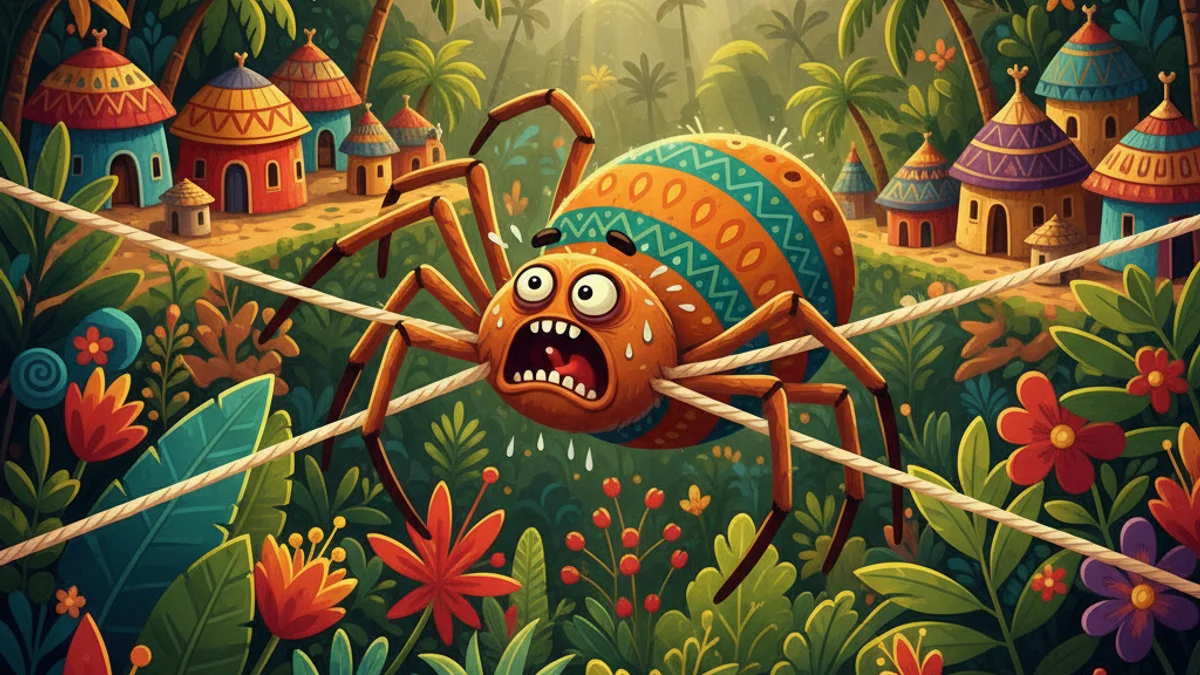 Why Anansi Has a Small Waist - Trickster Tales story illustration from African Folktales