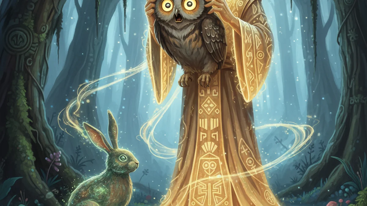 Why the Owl Has Big Eyes - Animal Myths story illustration from Native American Legends