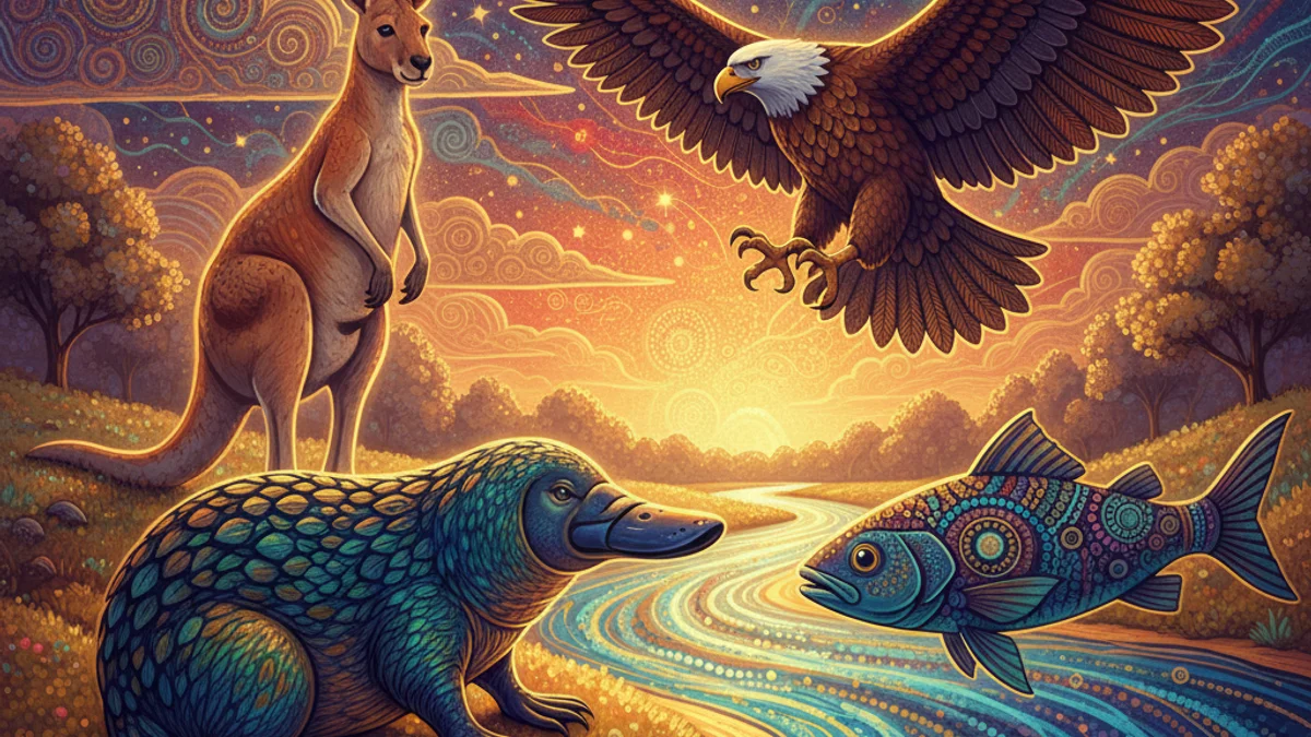 Why the Platypus is Special - Dreamtime Stories story illustration from Australian Aboriginal