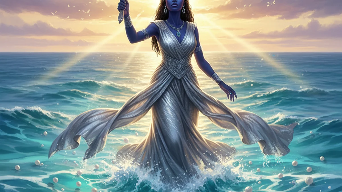 Yemoja Mother of Waters - Orishas and Gods story illustration from African Mythology
