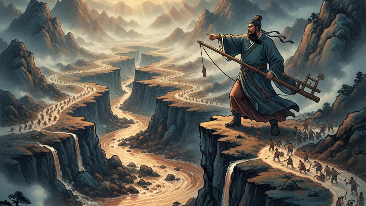 Yu the Great Controls the Waters - Creation Myths story illustration from Chinese Legends
