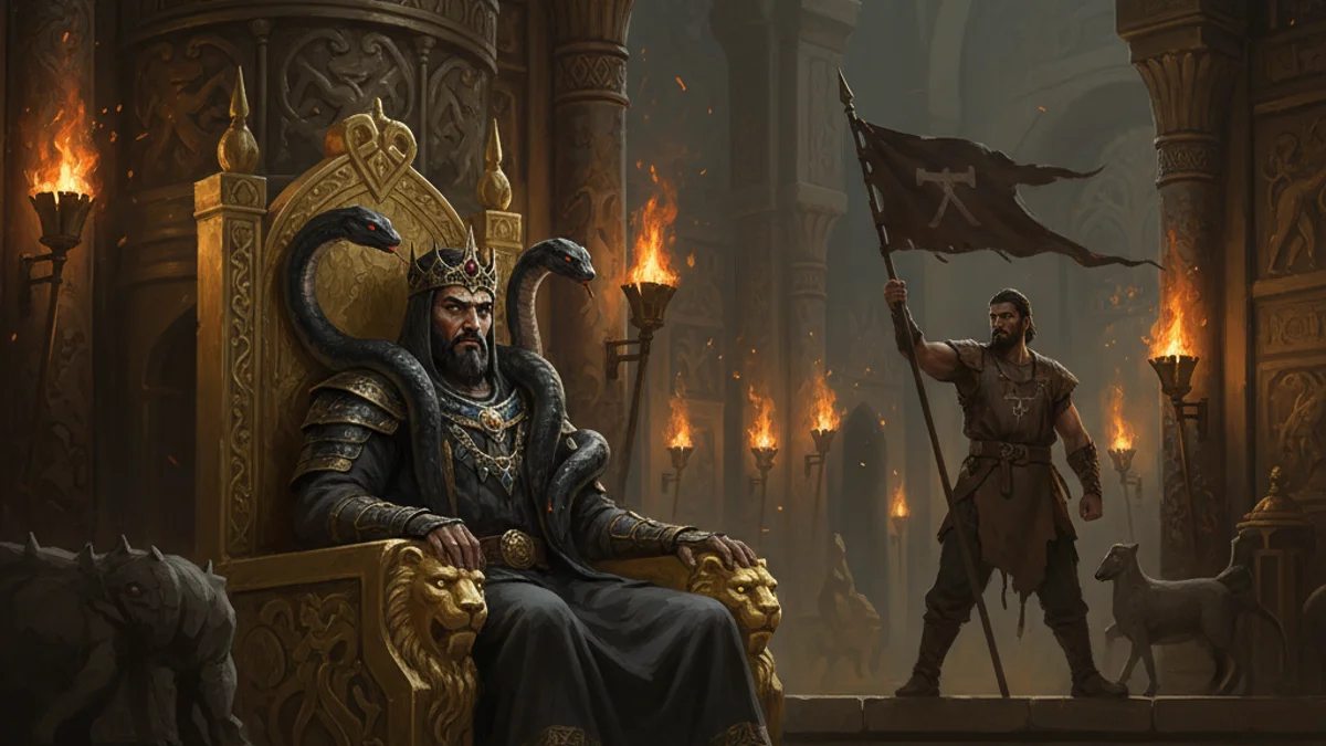 Illustration for Zahhak the Snake King - a shahnameh kings Persian Mythology story with moral lessons