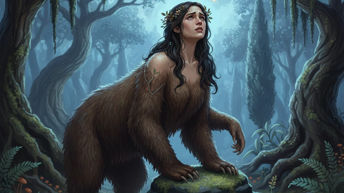 Zeus and Callisto - Olympian Gods story illustration from Greek Myths