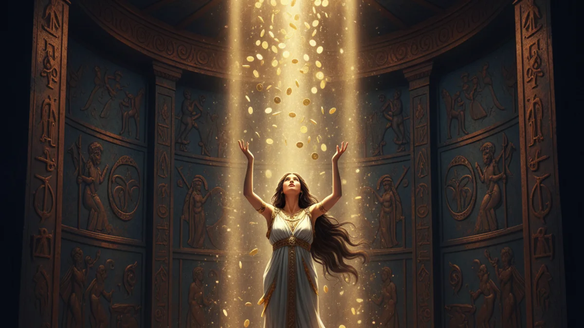 Zeus and Danae - Olympian Gods story illustration from Greek Myths