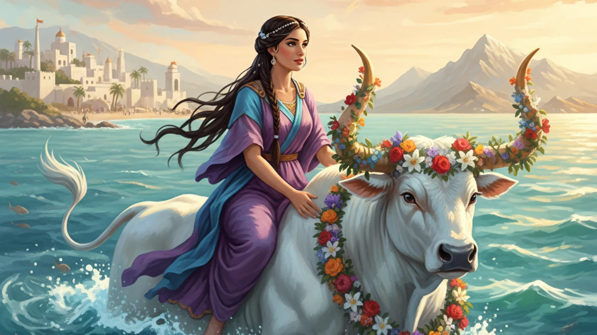 Zeus and Europa - Olympian Gods story illustration from Greek Myths