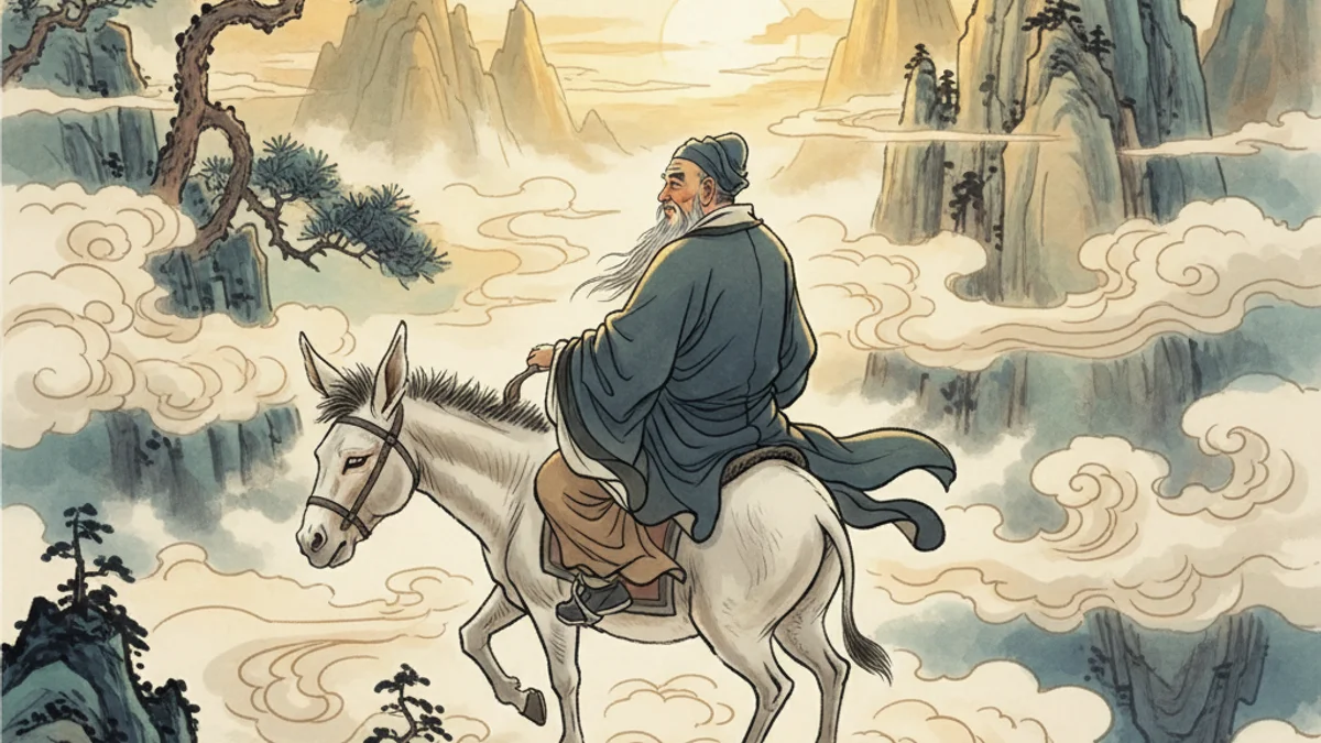 Illustration for Zhang Guolao's Donkey - a immortals of chinese folklore Chinese Legends story with moral lessons