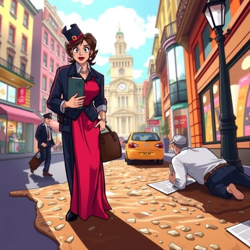 ఒక కాస్వే - Aesop's Fable illustration featuring ధనవంతురాలు and పోలీసు అధికారి