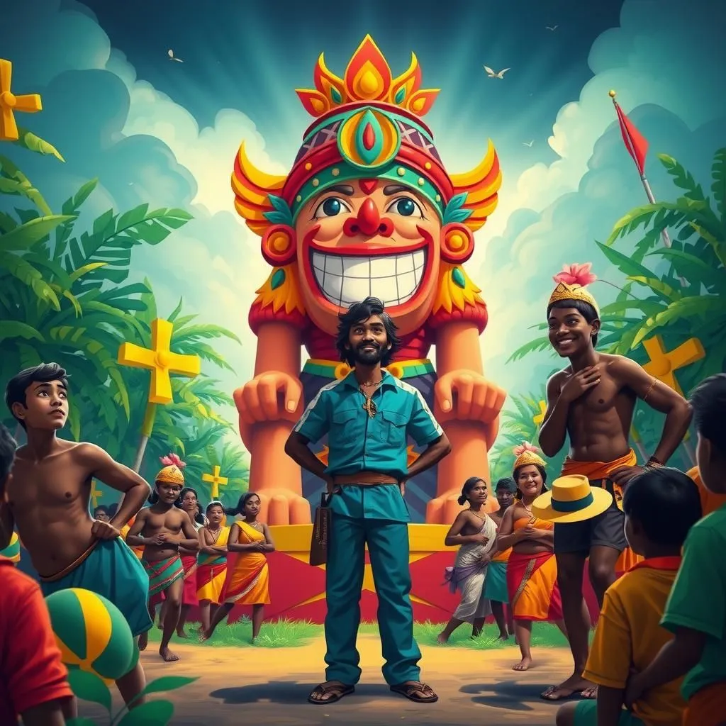 صنم مبتسم. - Aesop's Fable illustration about الصراع بين الإيمان والشرك، عواقب الكبرياء، عبثية الولاء المضلَّل.