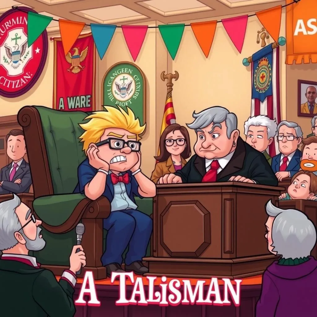 एक ताबीज़ - Aesop's Fable illustration featuring प्रमुख नागरिक and न्यायाधीश