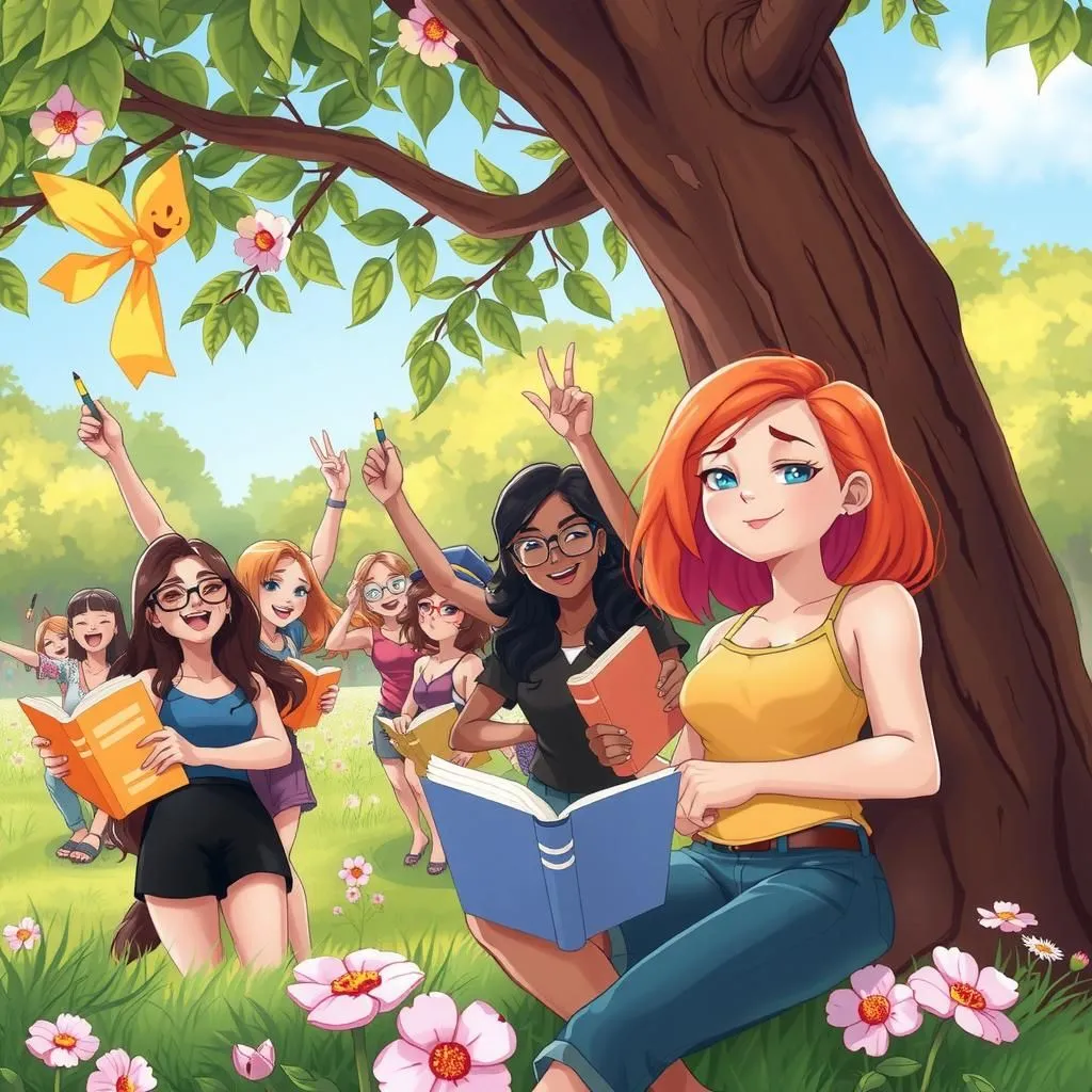 A Weary Echo - Aesop's Fable illustration featuring Echo and female writers