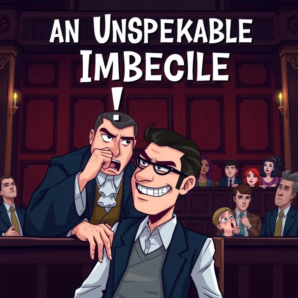 Isang Hindi Masambit na Hangal. - Aesop's Fable illustration featuring Hukom and Nahatulang Mamamatay-tao