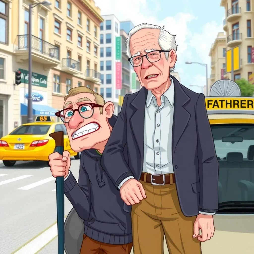 Padre e Figlio - Aesop's Fable illustration about gestione della rabbia, guida genitoriale, conseguenze dell'impulsività