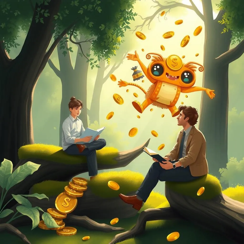 Fortuna e il Favolista - Aesop's Fable illustration about Ricchezza, Contentamento, Paura dell'Ignoto