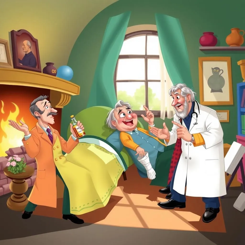 Physicians Two - Aesop's Fable illustration about deception, conflict, self-preservation