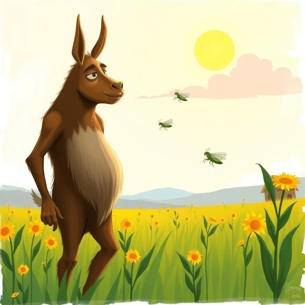 L'Asino e le Cavallette - Aesop's Fable illustration featuring Statista and Lavoratori