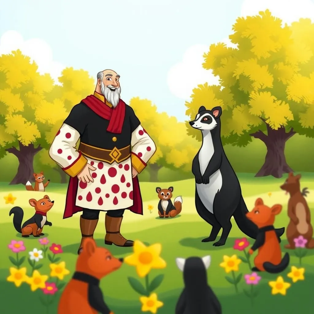 Ang Maruming Eskudo at ang Dumihang Ermine. - Aesop's Fable illustration featuring Mantsang Sagisag and Maruming Ermine