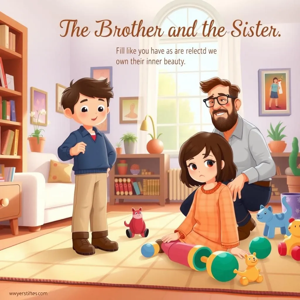 Ang Kapatid na Lalaki at ang Kapatid na Babae. - Aesop's Fable illustration featuring Ama and Anak na Lalaki