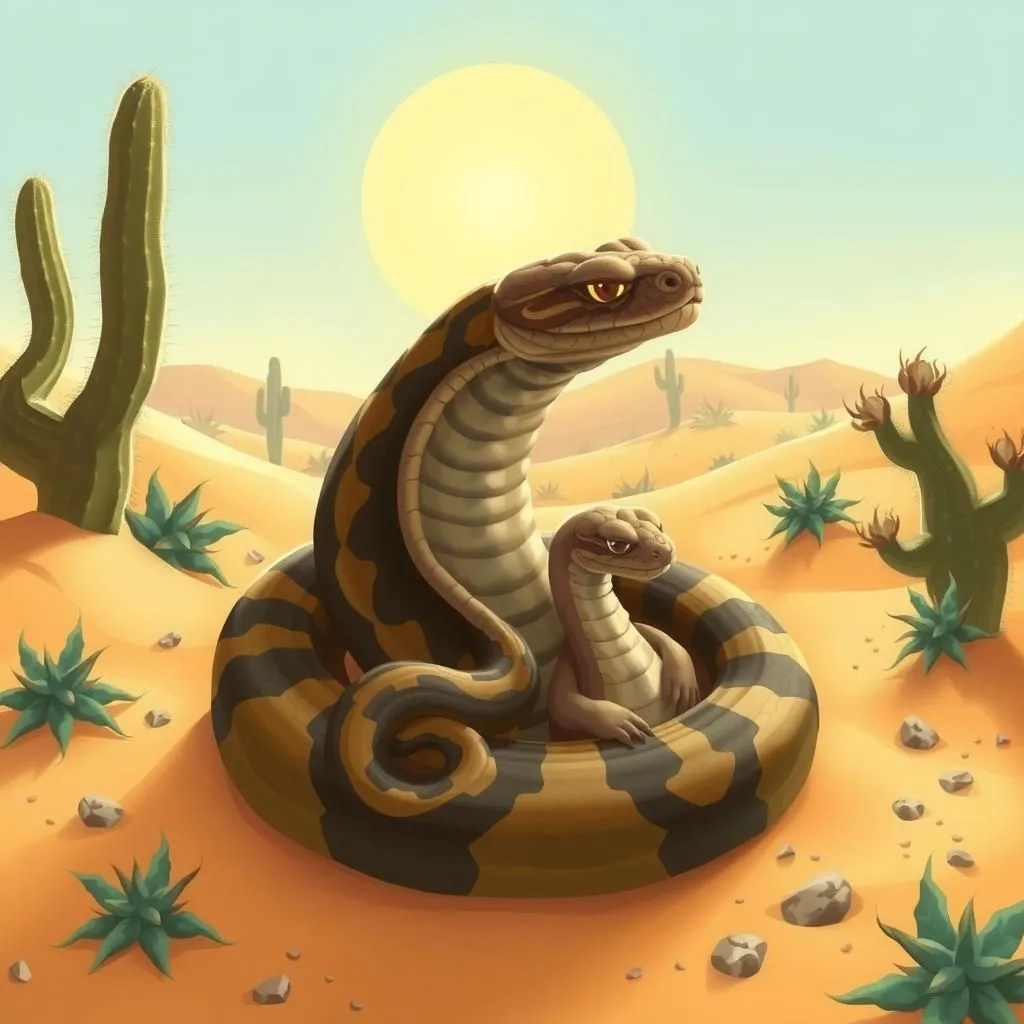 క్రైస్తవ సర్పం - Aesop's Fable illustration featuring రాటిల్స్నేక్ and స్మాల్ స్నేక్స్