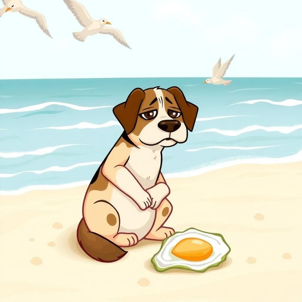 Il cane e l'ostrica. - Aesop's Fable illustration about stoltezza, conseguenze delle azioni, l'importanza della riflessione