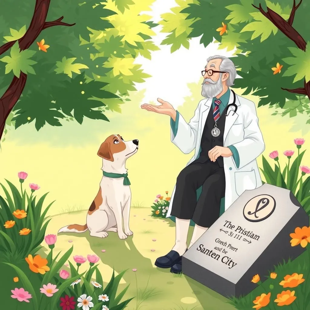 The Dog and the Physician - Aesop's Fable illustration featuring Dog and Physician